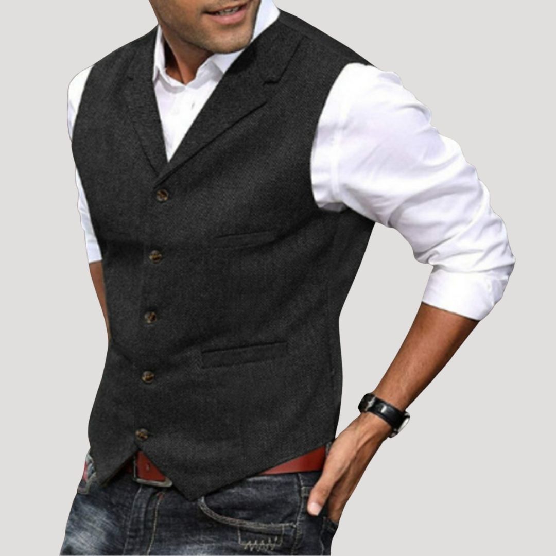 Hannah | Elegant Lapel Tweed Waistcoat For Men