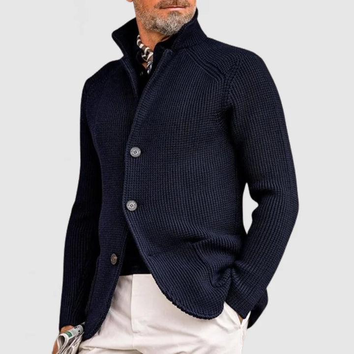 Eddie | Stylish Button-Up Ribbed Knit Cardigan For Men