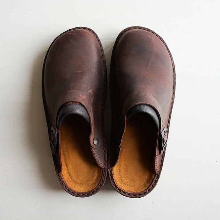 Benjamin | Classic Brown Leather Orthopedic Clogs Men