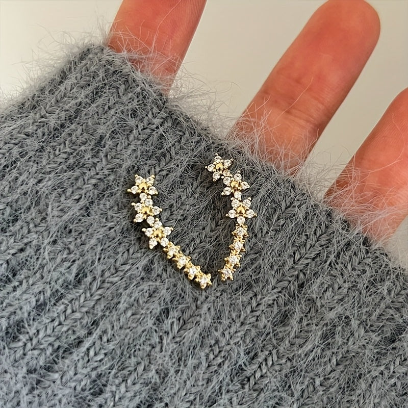 Millie | Elegant Floral Crystal Ear Climber Earrings