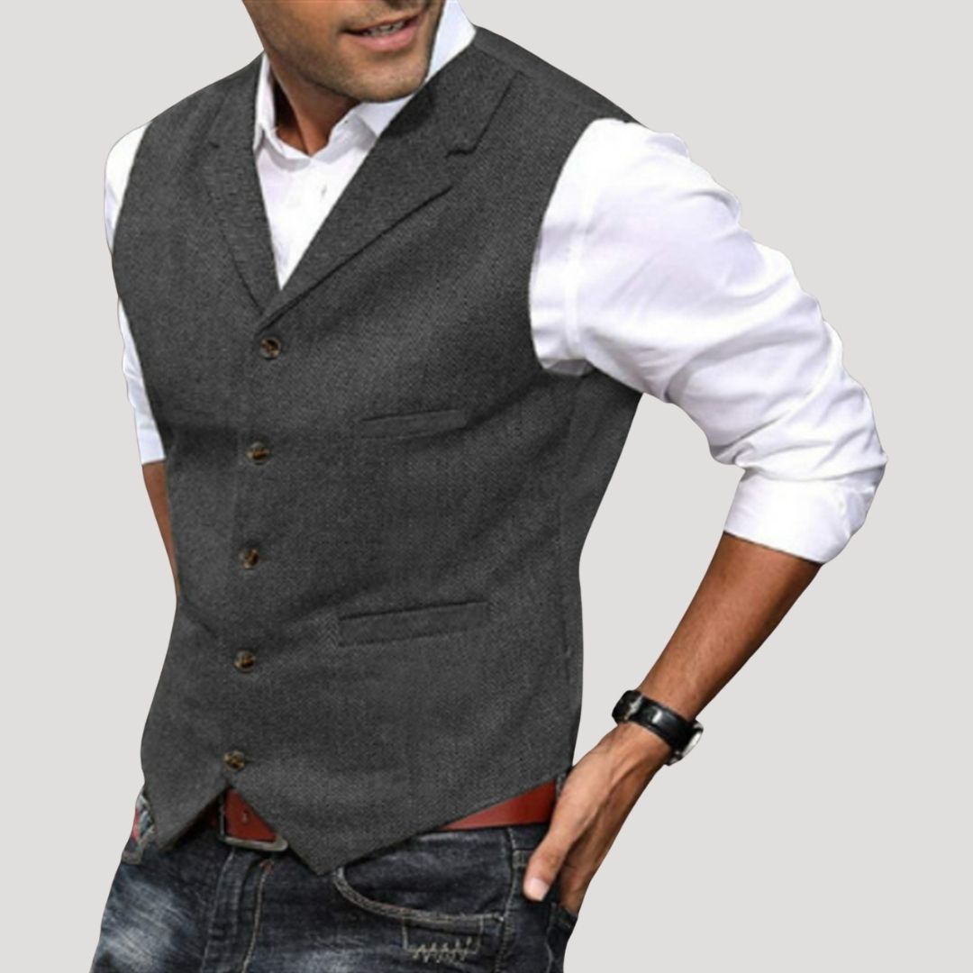 Hannah | Elegant Lapel Tweed Waistcoat For Men