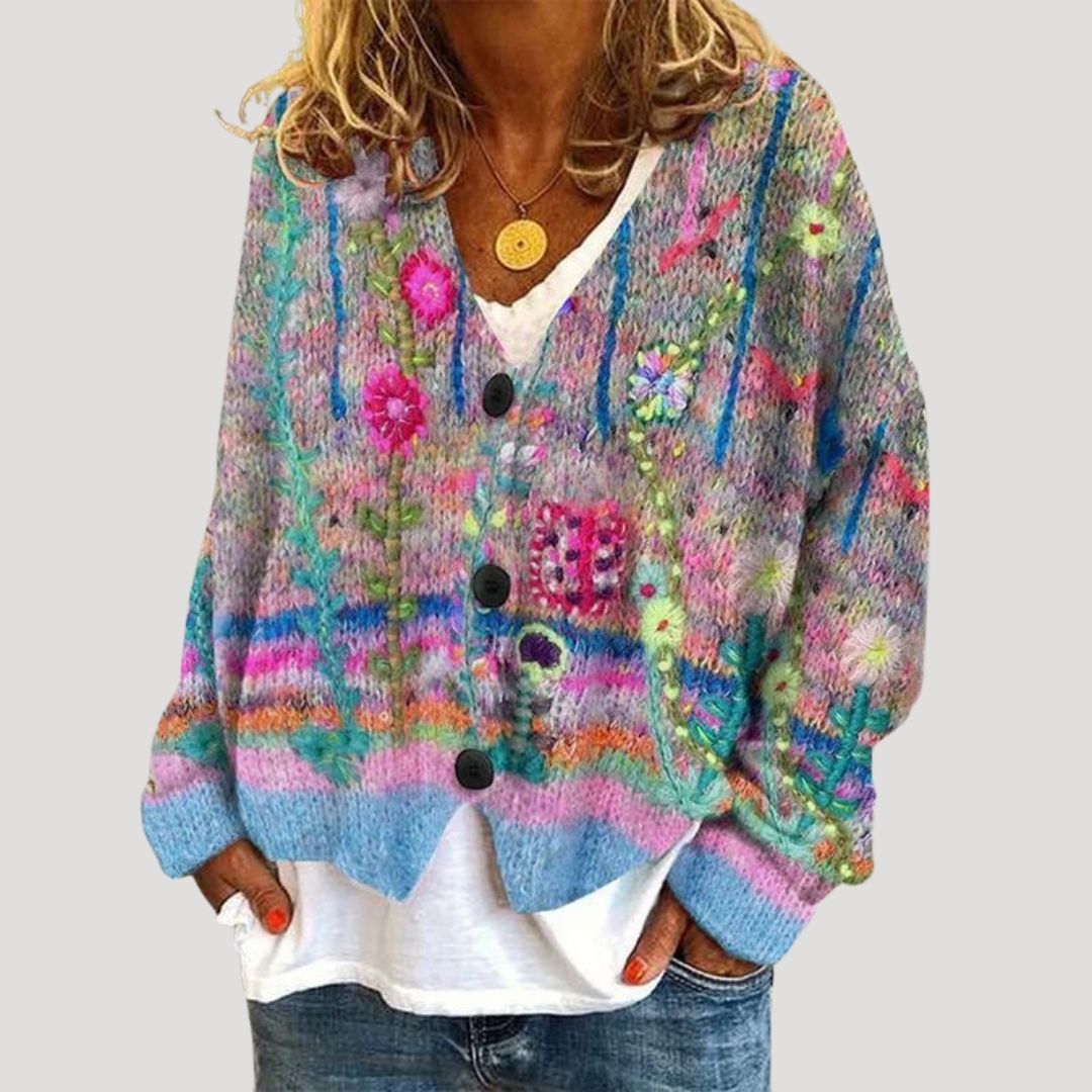 Eliana | Chic Oversized Button-Up Floral Cardigan