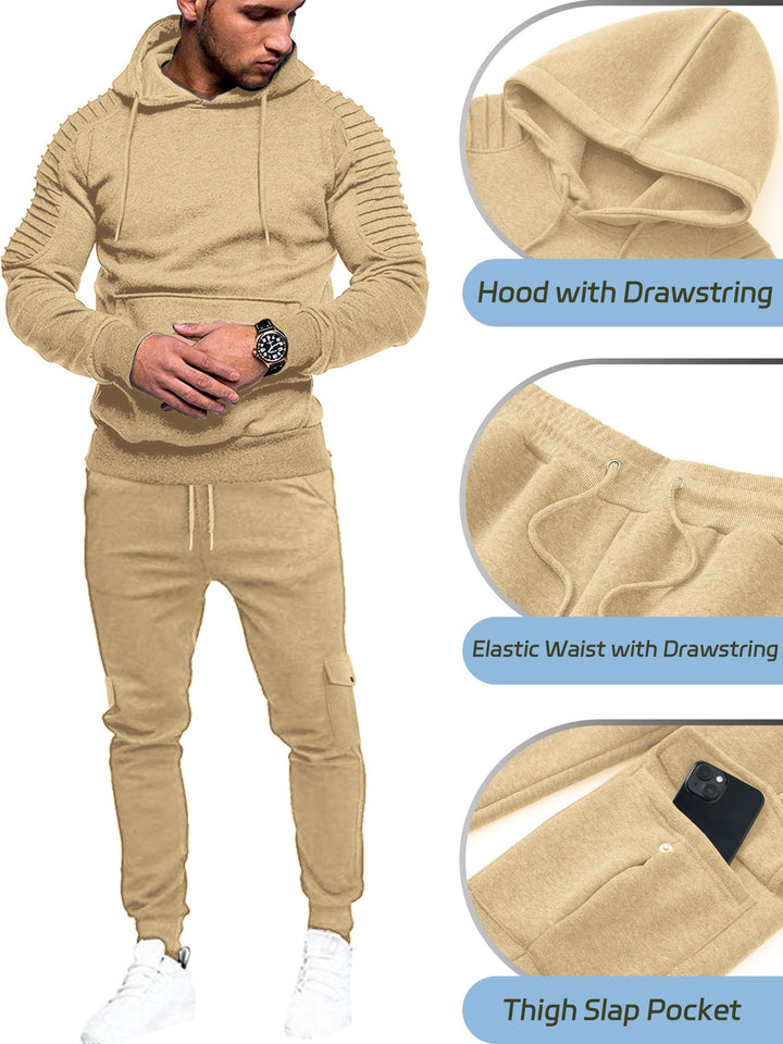 Eva | Stylish Men's Hooded Tracksuit Set With Pleated Shoulders