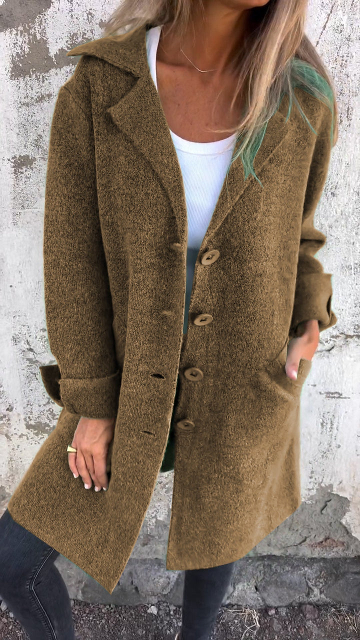 Marlowe | Chic Oversized Button Front Coat With Lapel Collar