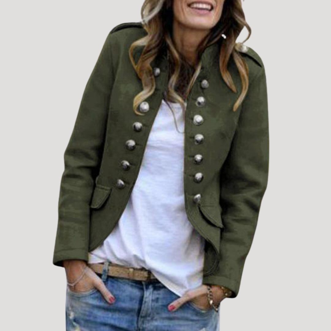 Tessa | Chic Military Style Wool Blend Tailored Blazer