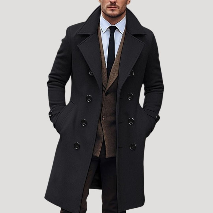 Theodora | Elegant Double Breasted Wool Long Winter Overcoat