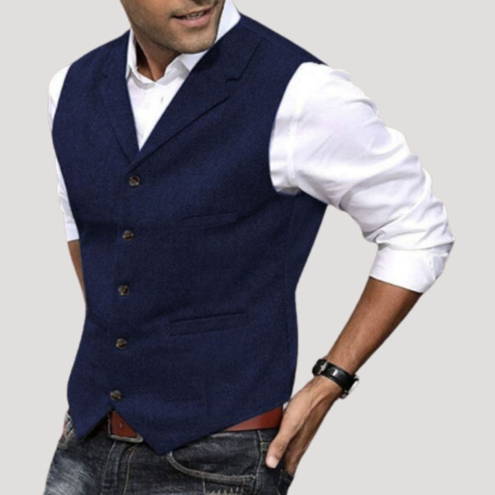 Rosalynn | Elegant Men's Tweed Waistcoat With Lapel Neckline