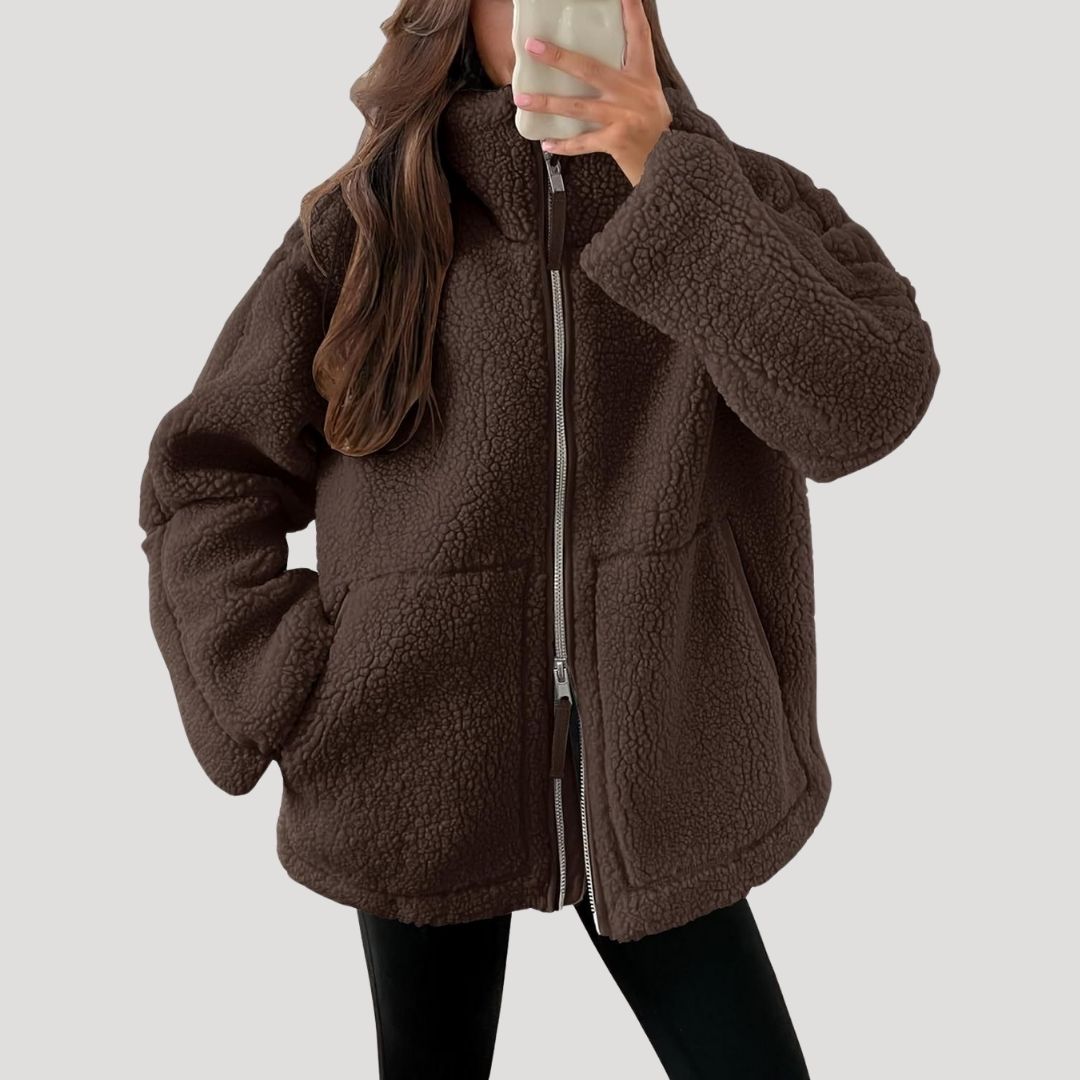 Eliana | Stylish Teddy Fleece Zip-Up Oversized Winter Jacket