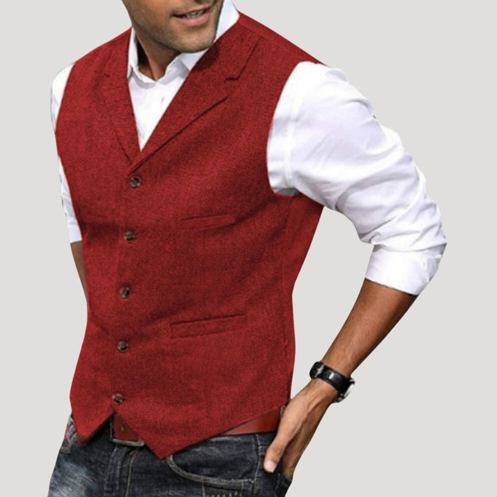 Rosalynn | Elegant Men's Tweed Waistcoat With Lapel Neckline