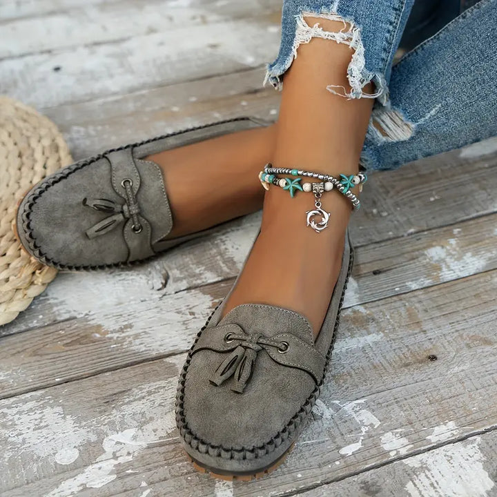 Evelyn | Stylish Bow Detail Slip-On Loafers