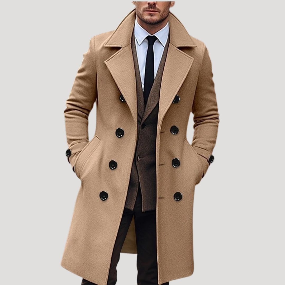 Theodora | Elegant Double Breasted Wool Long Winter Overcoat