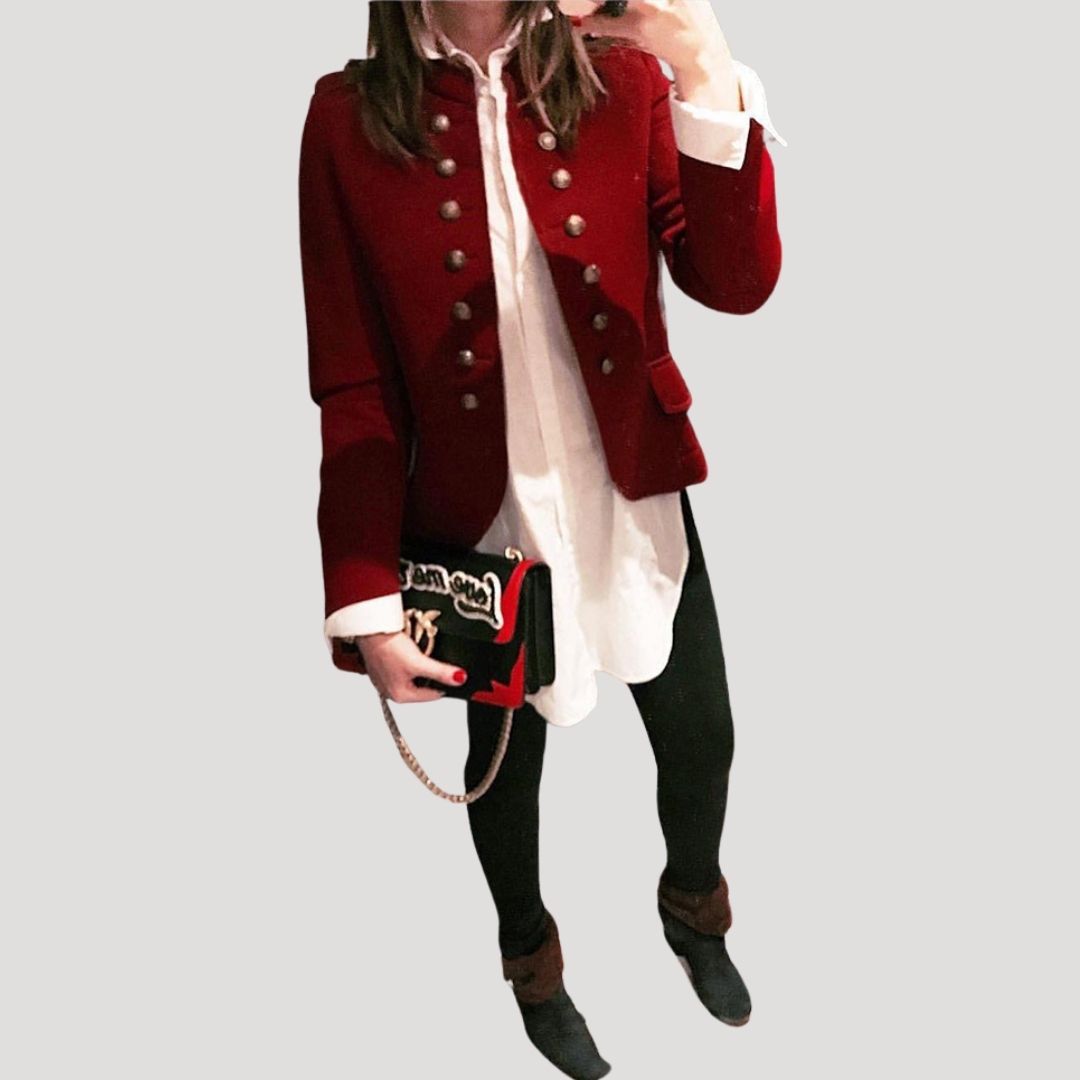 Tessa | Chic Military Style Wool Blend Tailored Blazer