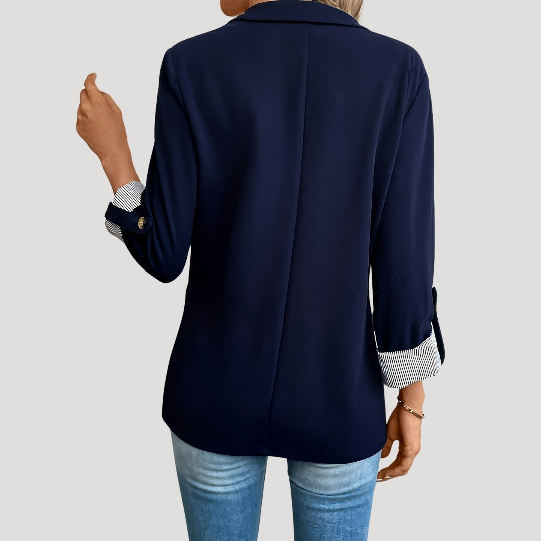 Eliana | Chic Navy Tailored Blazer With Roll-Up Sleeves