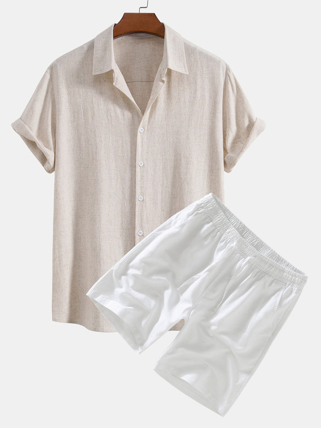 Marlborough | Elegant Short Sleeve Linen Shirt And Shorts Set Men