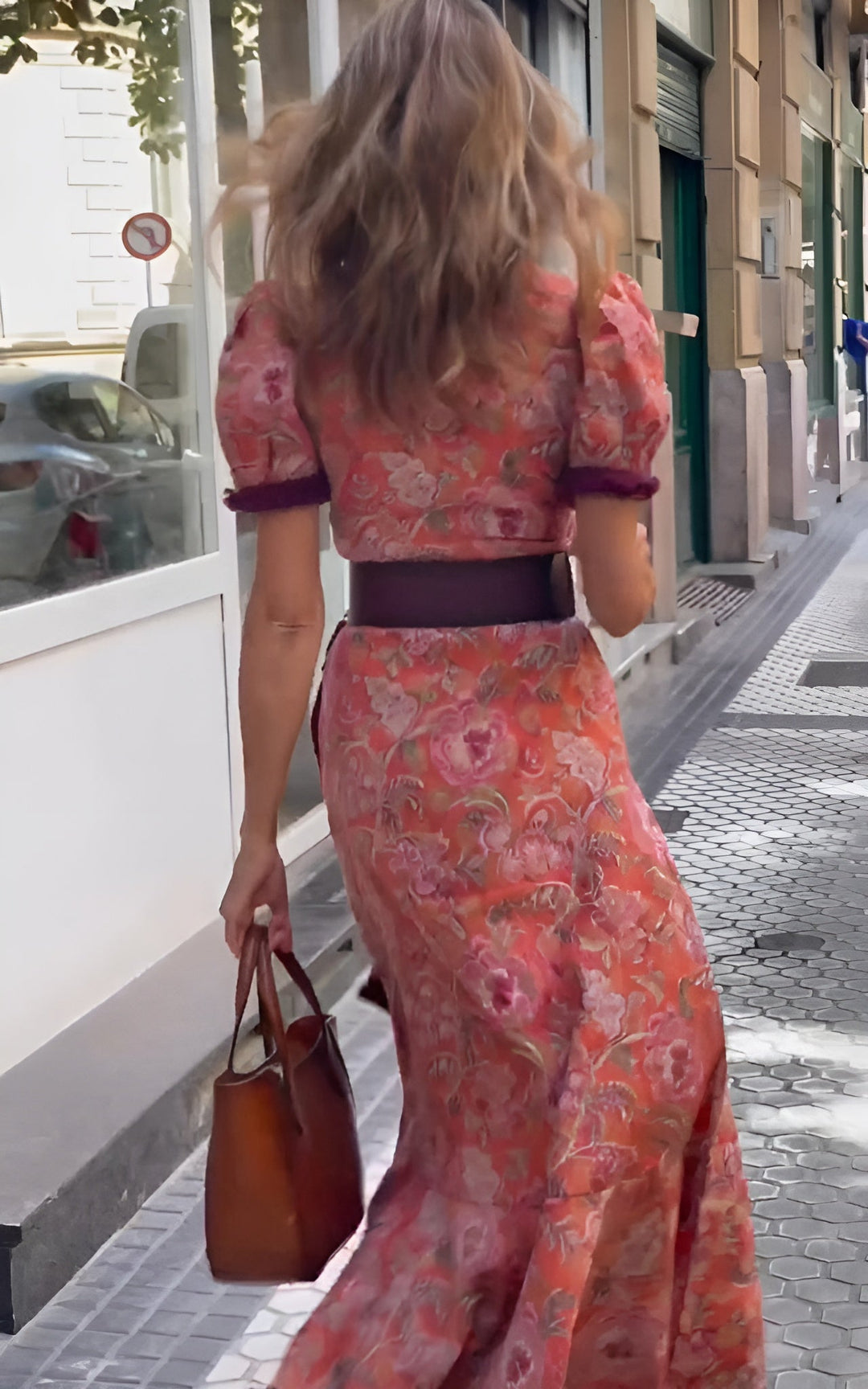 Scarlett | Elegant Wrap V-Neck Floral Maxi Dress With Puff Sleeves