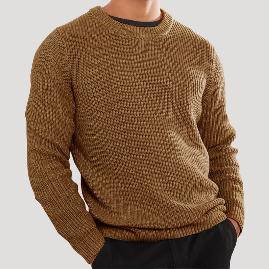 Elise | Stylish Crew Neck Ribbed Knit Sweater For Men