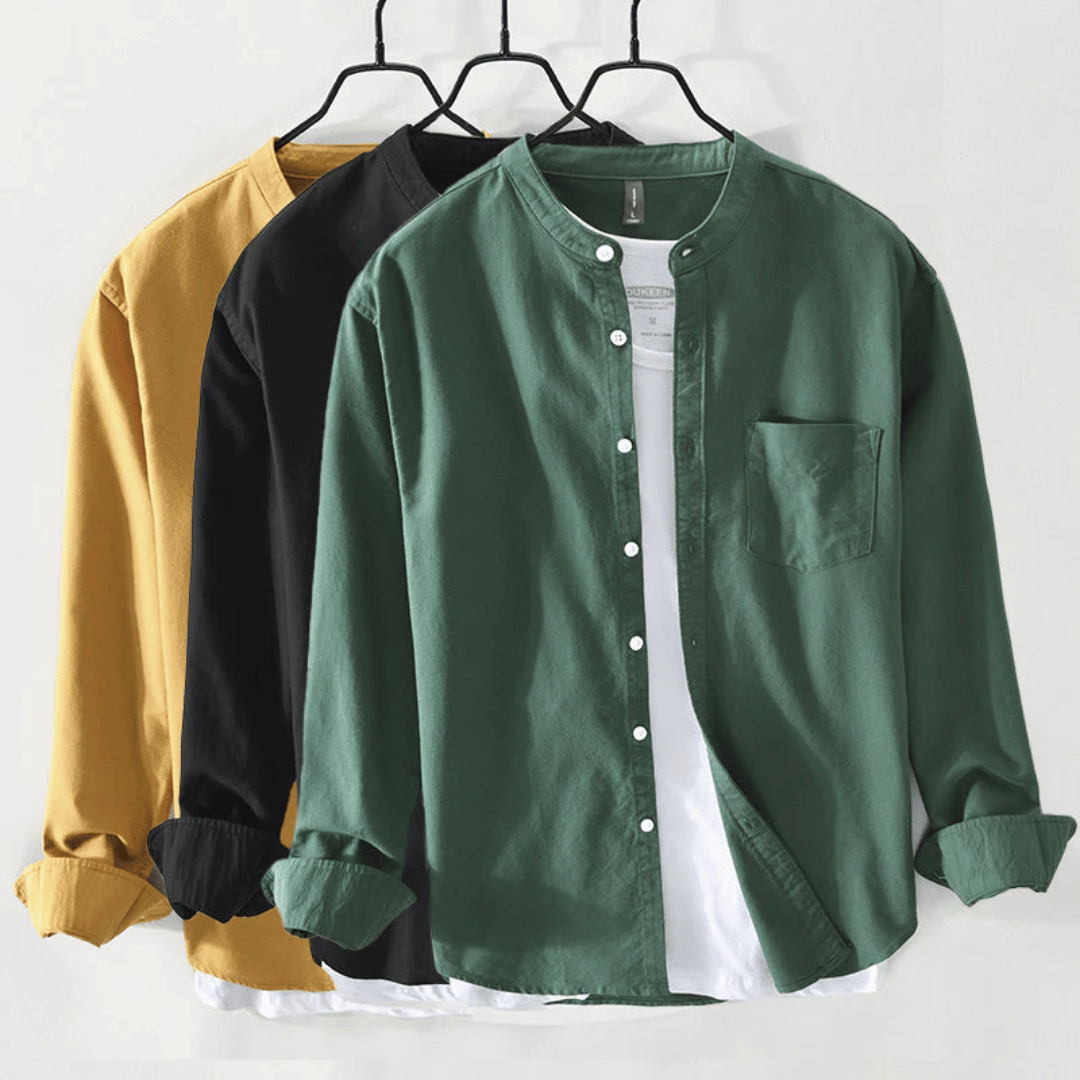 Serena | Stylish Cotton Button Up Shirt With Mandarin Collar