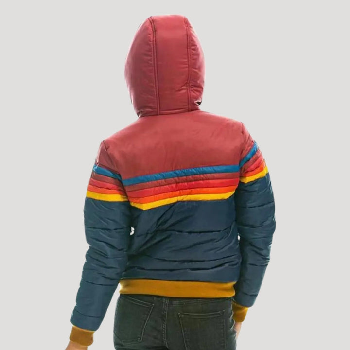 Rosette | Retro Color Block Puffer Jacket With Hood