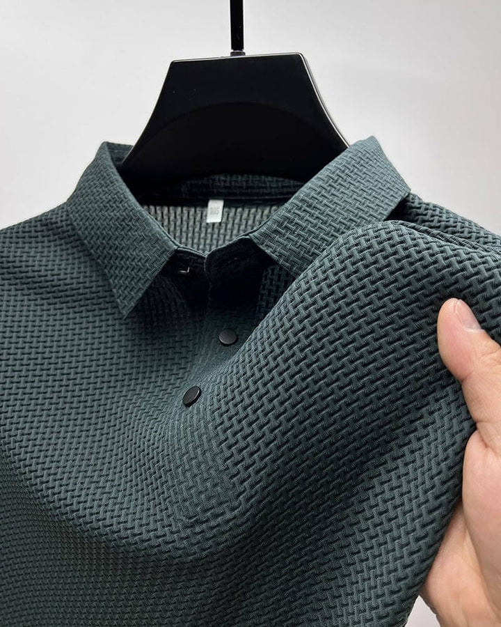 Vivian | Elegant Textured Mesh Polo Shirt For Men