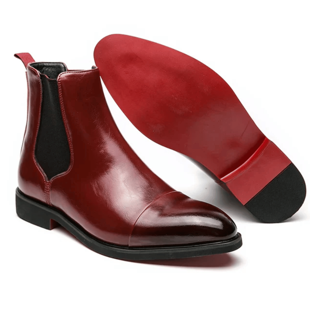 Rosie | Elegant Premium Leather Chelsea Boots With Red Sole Detail