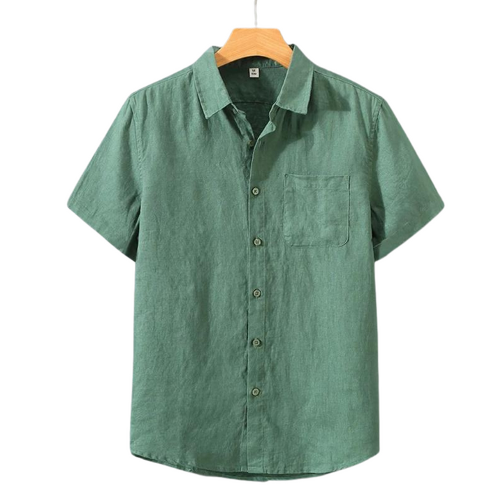 Helsinki | Elegant Short Sleeve Linen Button Up Shirt Men