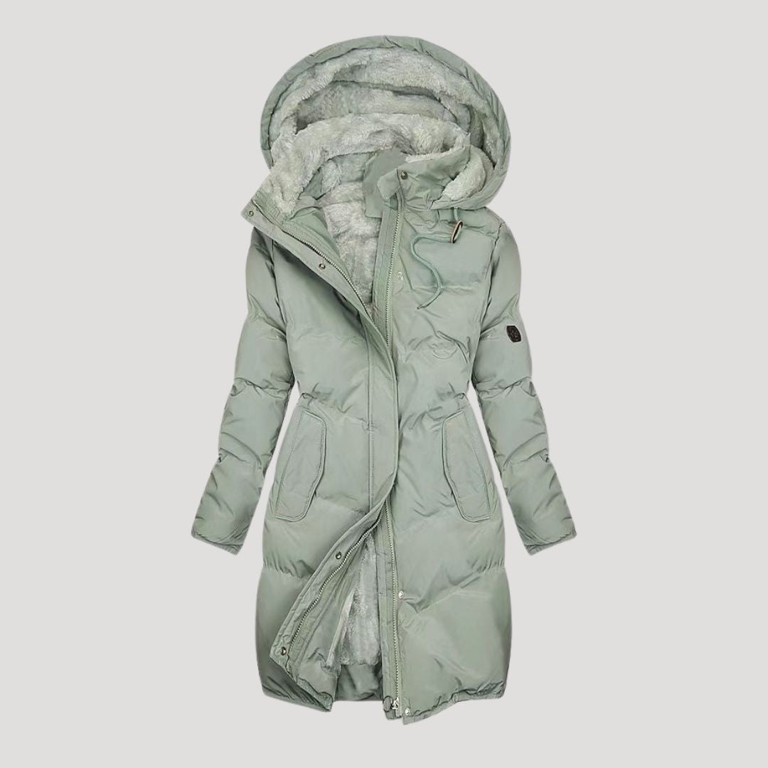 Quinn | Elegant Hooded Faux Fur Lined Long Winter Puffer Coat