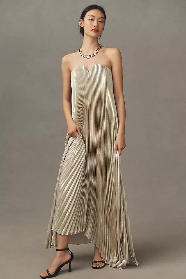 Bergamot | Elegant Pleated Floral Sweetheart Maxi Dress