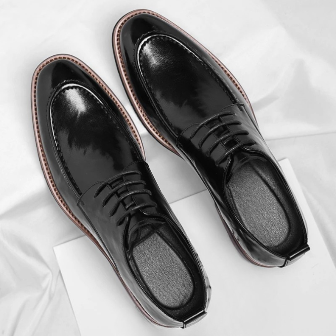 Lorenzio | Elegant Men's Brown Leather Oxford Dress Shoes