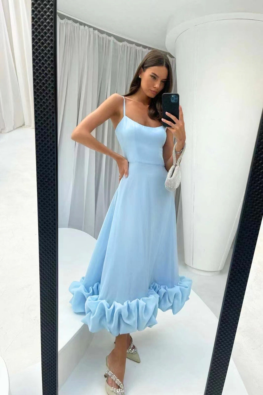 Lily | Elegant Ruffle Spaghetti Strap A-Line Dress