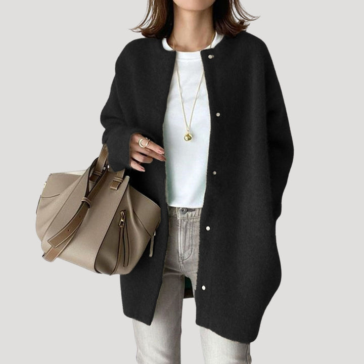 Hannah | Elegant Long Wool Cardigan With Button Front Detail