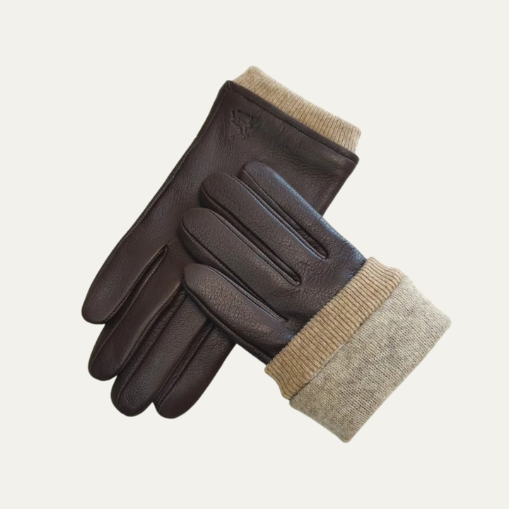 Margot | Elegant Black Leather Wool-Lined Winter Driving Gloves