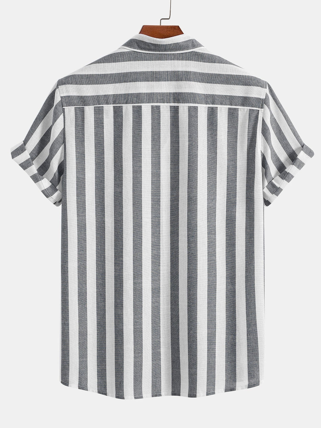 Santorini | Elegant Striped Short Sleeve Shirt & White Linen Pant Set