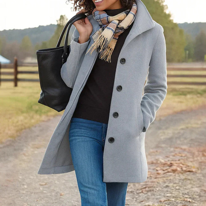 Elise | Elegant Long Black Coat With Classic Silhouette
