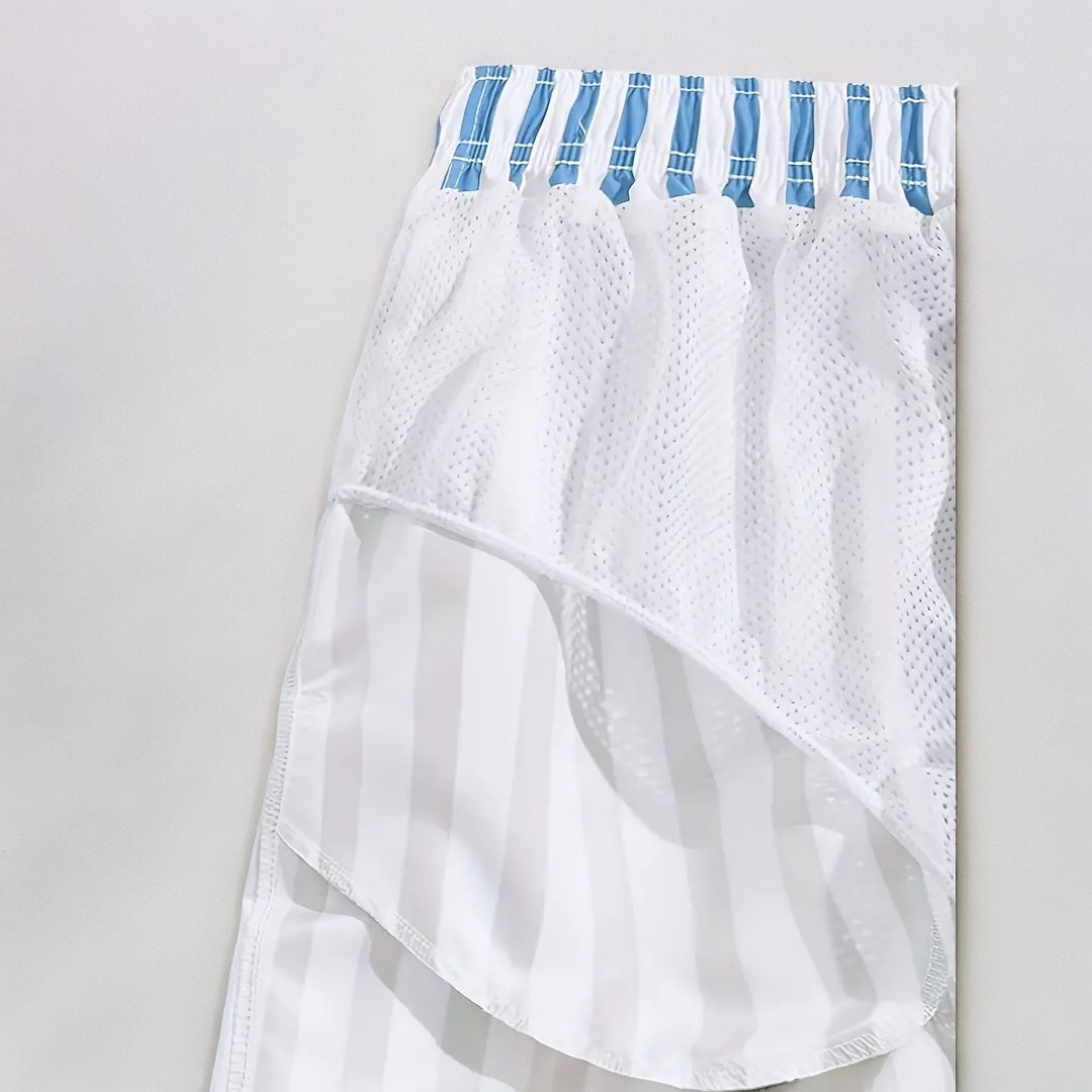 Serena | Stylish Blue Striped Drawstring Swim Shorts