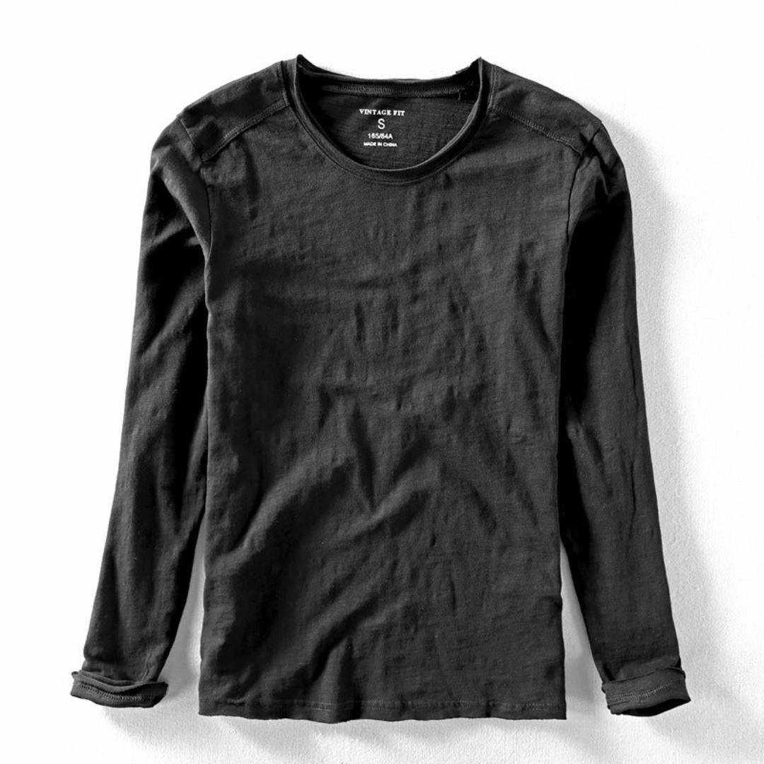 Margot | Elegant Long Sleeve Crew Neck Organic Cotton Shirt