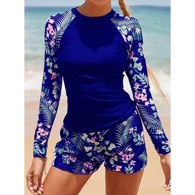 Lara | Stylish Long Sleeve Floral Print Tankini With Shorts