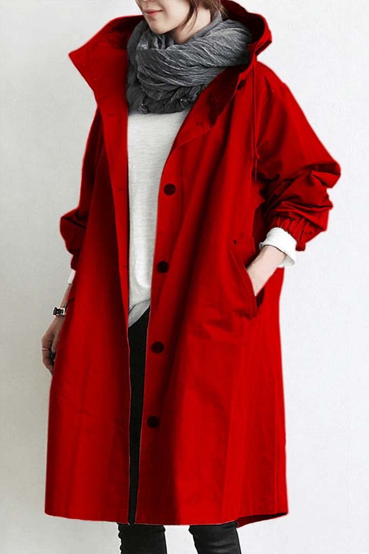 Layla | Chic Hooded Trench Coat With Button Front