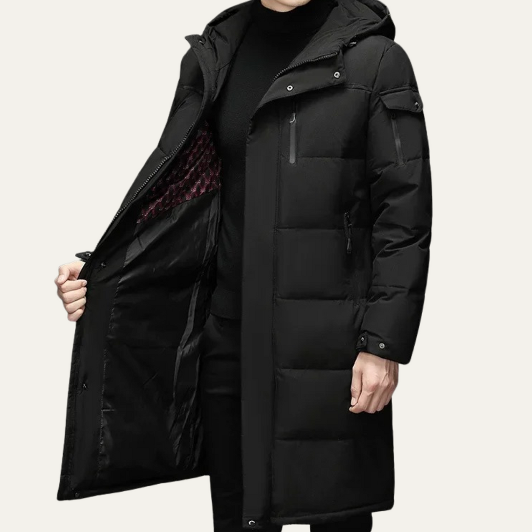 Serena | Sleek Longline Hooded Men's Thermal Puffer Coat