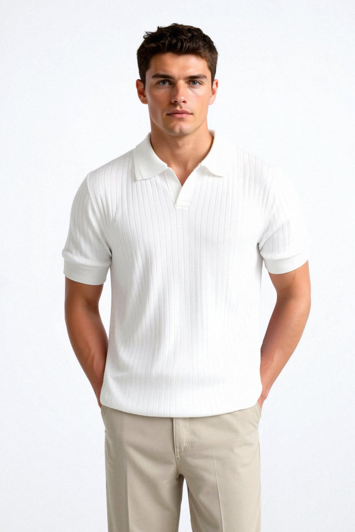 Pisa | Stylish Ribbed Cotton Polo Shirt Men - Short Sleeve
