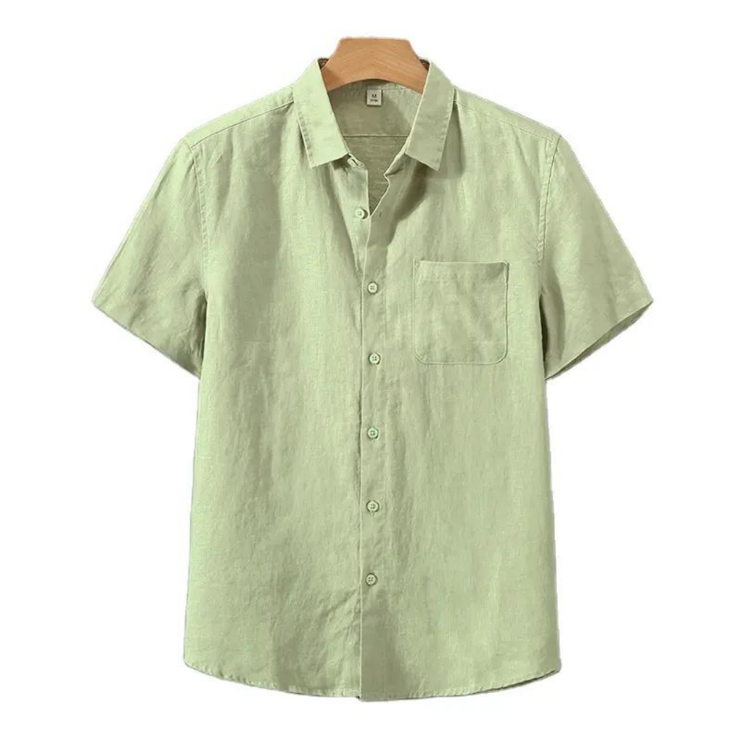 Helsinki | Elegant Short Sleeve Linen Button Up Shirt Men
