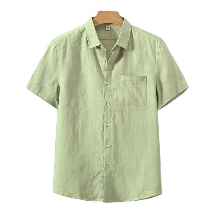 Helsinki | Elegant Short Sleeve Linen Button Up Shirt Men