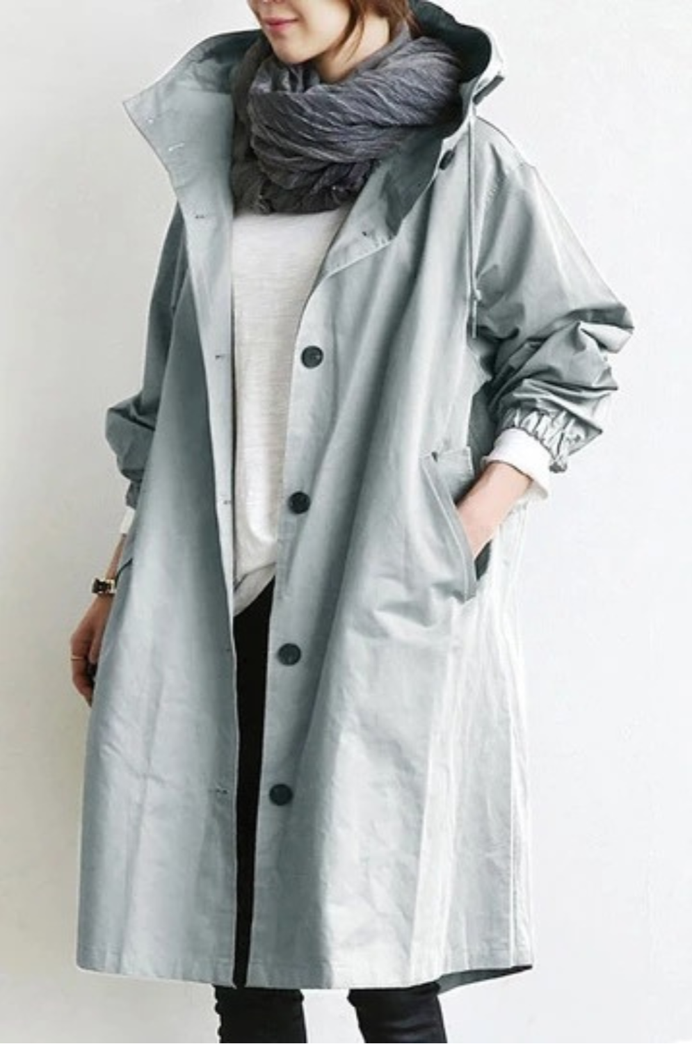 Nina | Chic Hooded Waterproof Trench Coat With Oversized Silhouette