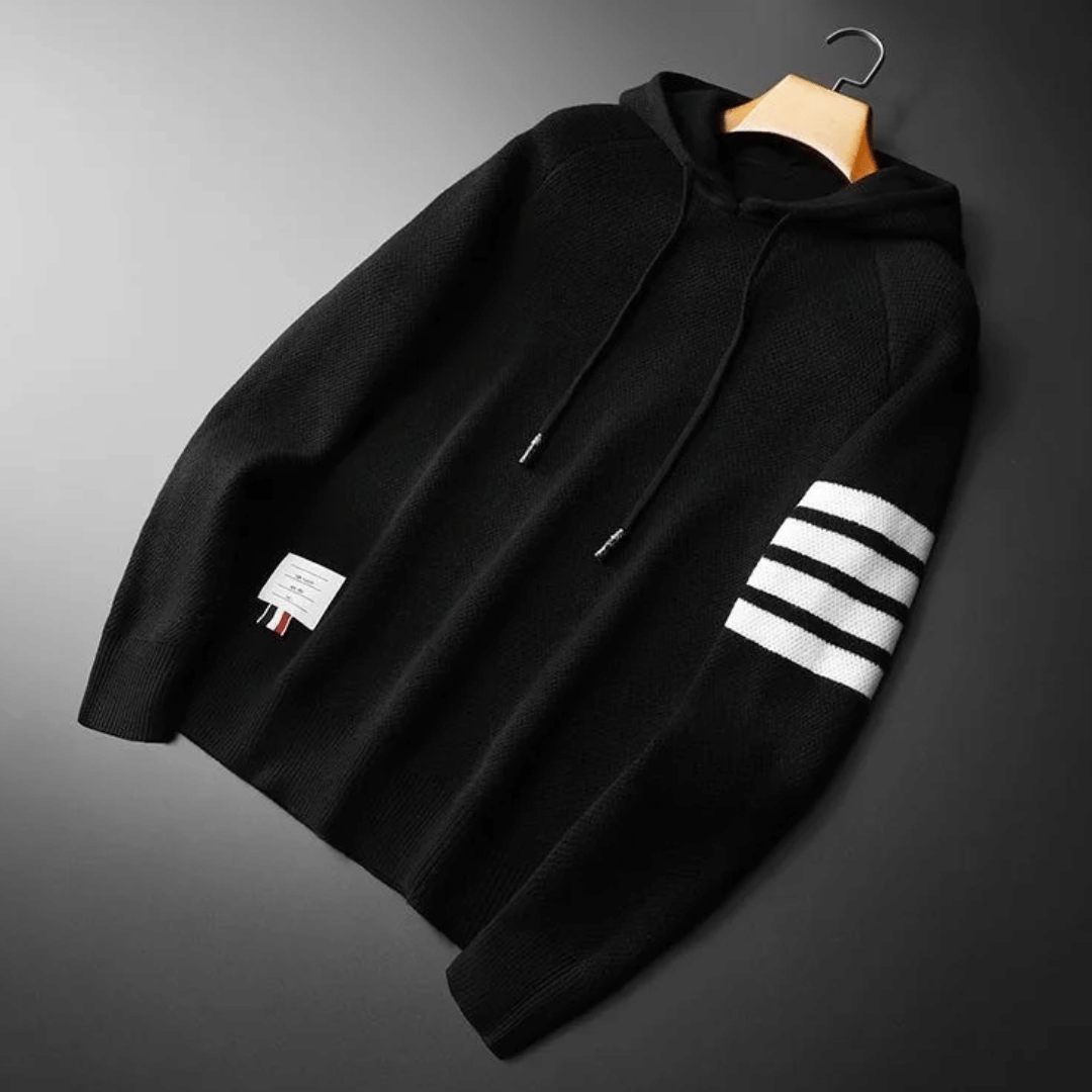 Eloise | Stylish Hooded Knit Sweater With Contrast Stripes