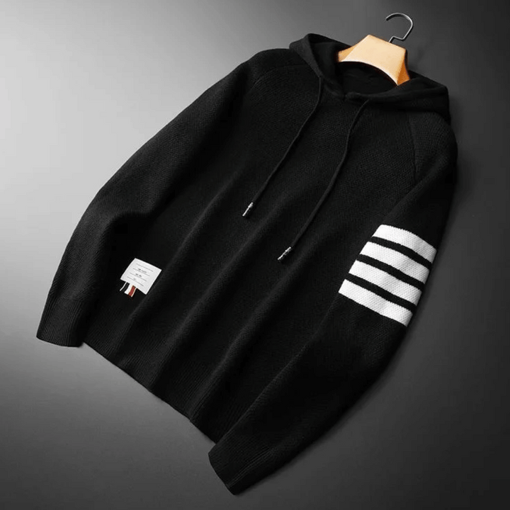 Eloise | Stylish Hooded Knit Sweater With Contrast Stripes
