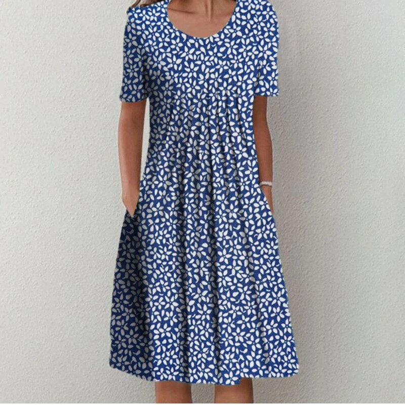 Margot | Elegant Floral A-Line Midi Dress