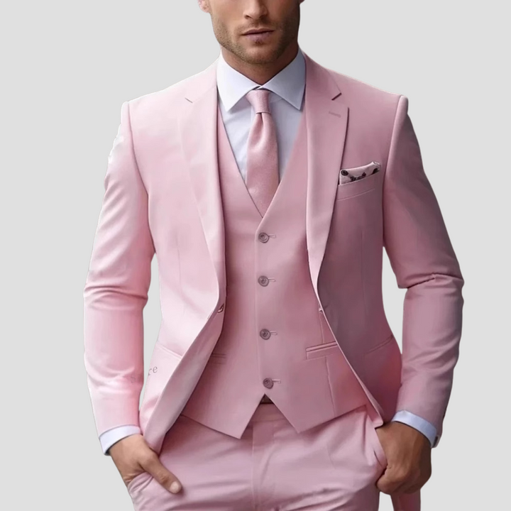 Men's Three-Piece Formal Suit With Slim Fit Design And Waistcoat
