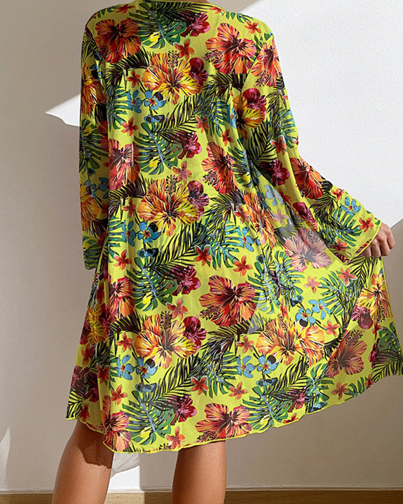 Millie | Tropical Floral Bikini Set With Cover Up