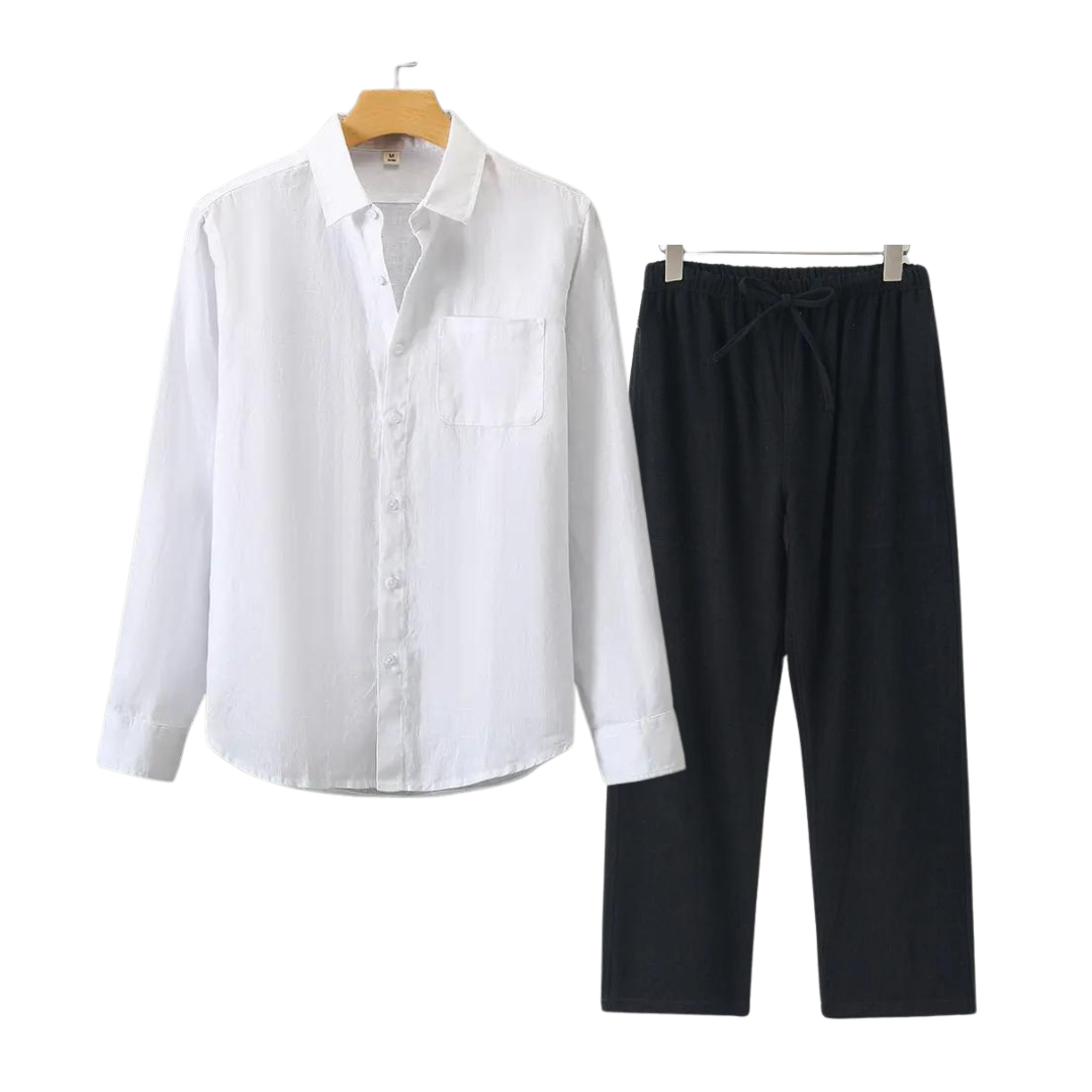 Lincoln | Elegant Linen Button-Up Shirt And Pants Set Men