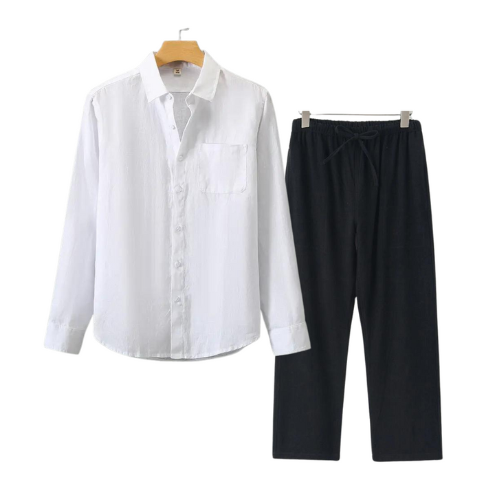 Lincoln | Elegant Linen Button-Up Shirt And Pants Set Men