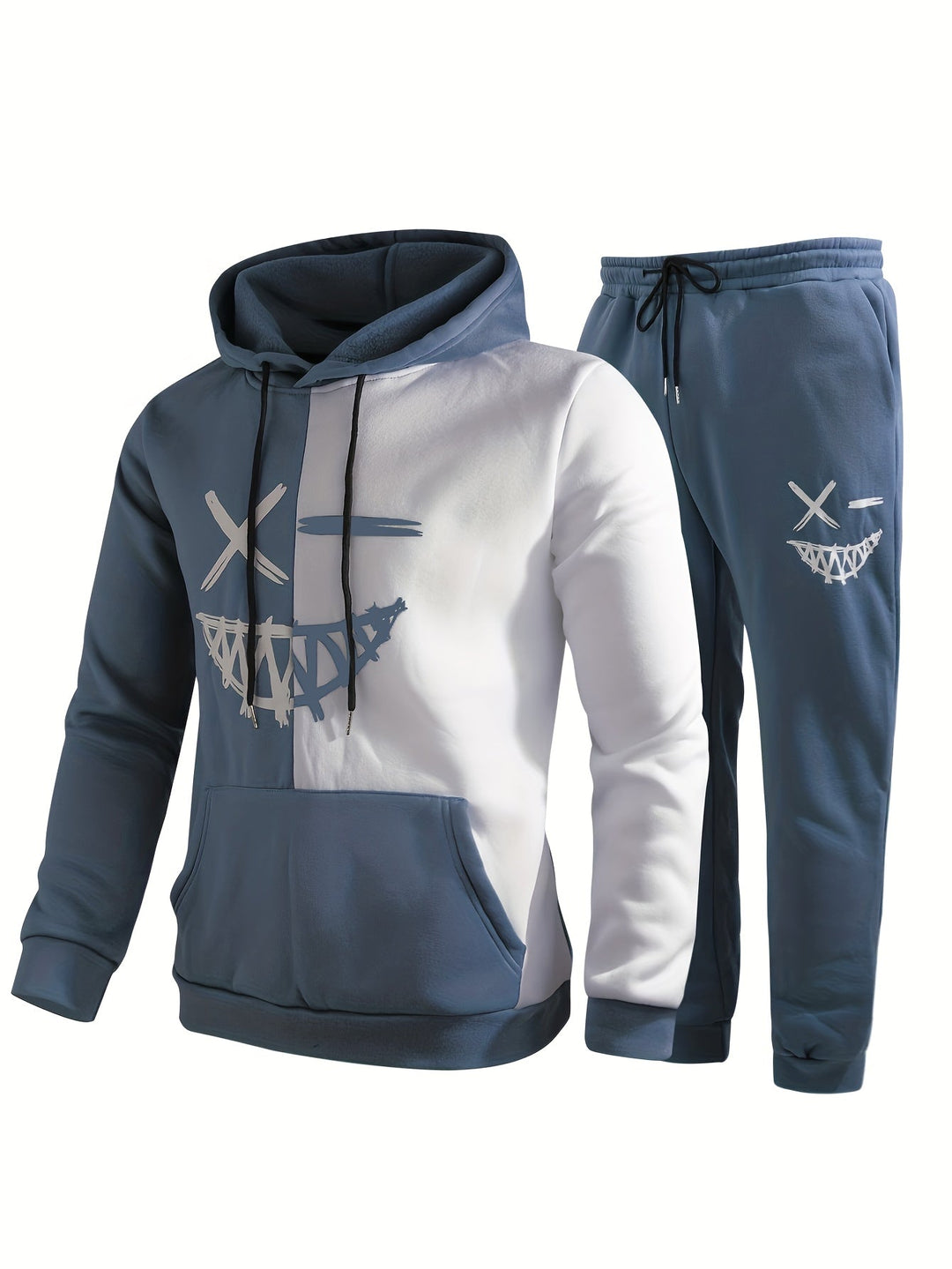 Damien | Stylish Color Block Hoodie And Jogger Set With Graphic Design
